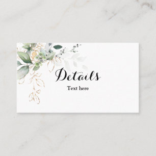 Visite Carte de détails mariage Eucalyptus vert