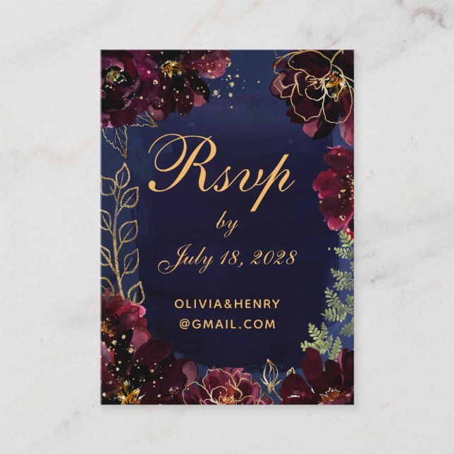 Visite Carte de détails Marine Bordeaux Online RSVP (Devant)