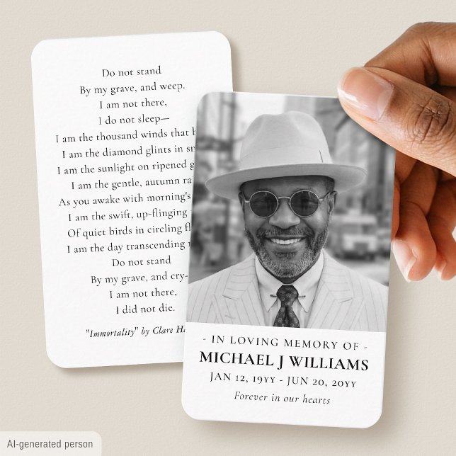 Visite Carte de deuil personnalisée avec photo de taille  (Créateur téléchargé)