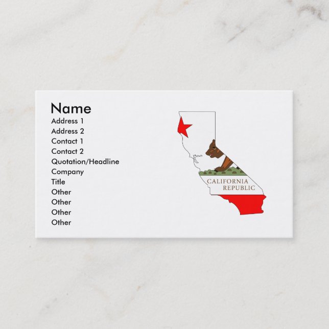 Visite Carte de drapeau de la Californie (Devant)