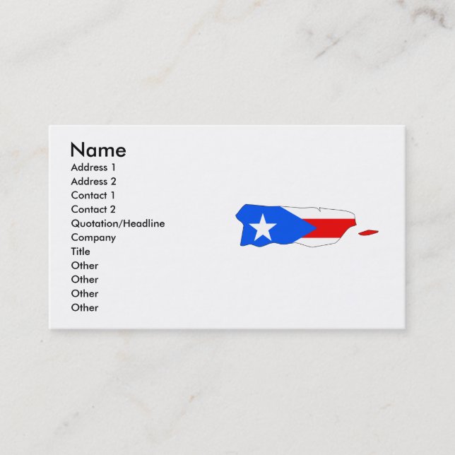 Visite Carte de drapeau de Porto Rico (Devant)