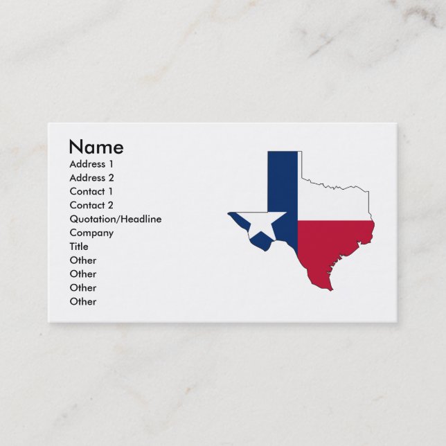 Visite Carte de drapeau du Texas (Devant)