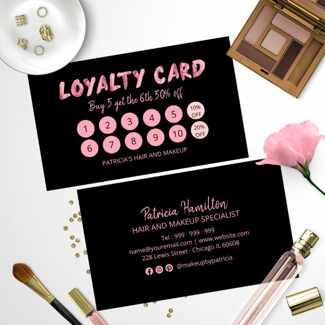 Visite Carte de fidélité 10 Salon de coiffure Bold Pink M (Créateur téléchargé)
