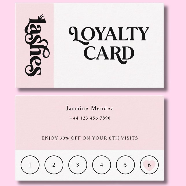 Visite Carte de Fidélité 6 Rendez-vous Blush Pink Lashes  (Créateur téléchargé)