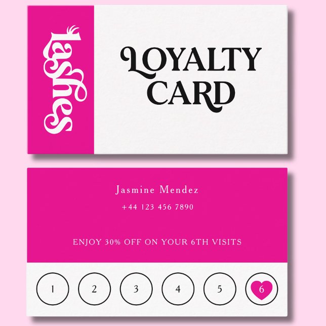Visite Carte de Fidélité 6 Rendez-vous Hot Pink Lashes  (Créateur téléchargé)