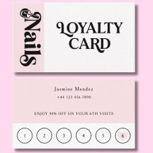 Carte de Fidélité 6 Rendez-vous Ongles Rose Pâle