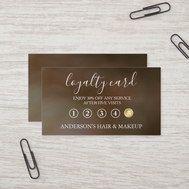 Visite Carte de fidélité à la typographie simple et éléga (Devant/Arrière en situation)