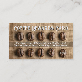 Visite Carte de fidélité à poinçonner Burlap Bean Coffee
