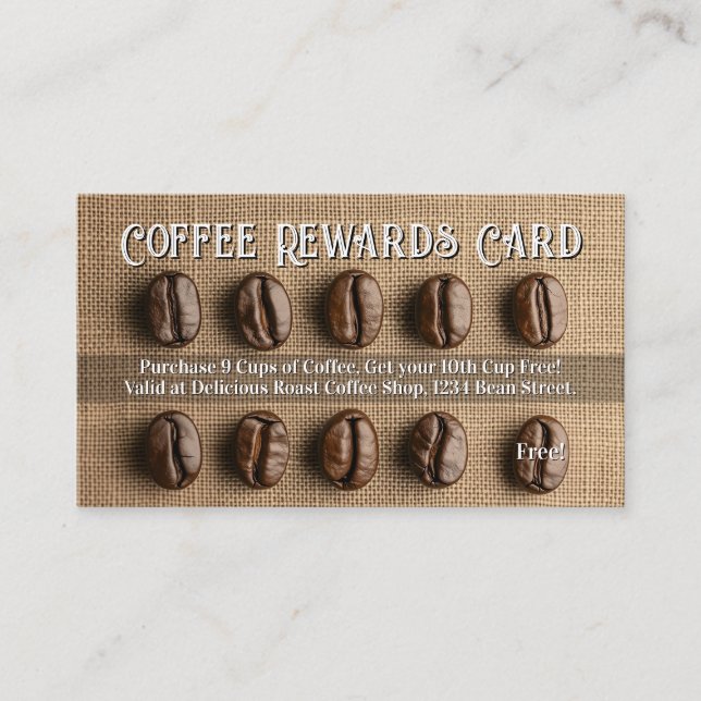 Visite Carte de fidélité à poinçonner Burlap Bean Coffee  (Devant)