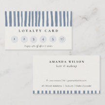 Carte de fidélité Bandes aquarelles Bleu Poussiére