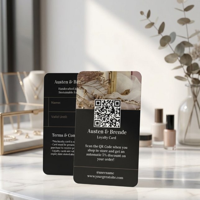 Visite Carte de fidélité Brown Cendh Grey - Centrée sur l (Loyalty Card - Photo-Centric Design for Beauty Retail!)