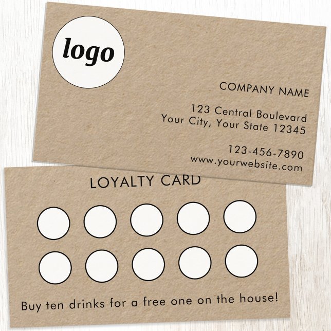 Visite Carte de Fidélité Client avec Logo et Texte Simple (Simple logo with custom text business branding promotional loyalty discount card)
