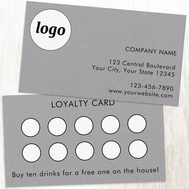 Visite Carte de Fidélité Client avec Logo et Texte Simple (Simple logo business branding promotional loyalty card)
