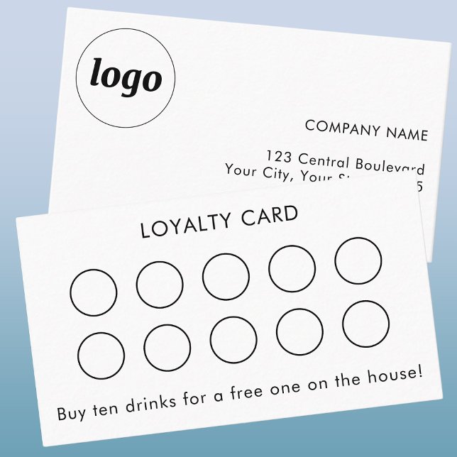 Visite Carte de Fidélité Client avec Logo et Texte Simple (Simple logo with custom text customer loyalty reward card.)