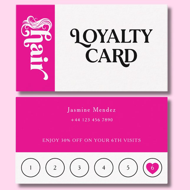 Visite Carte de fidélité client de coiffeur Rose Chaud  (Créateur téléchargé)