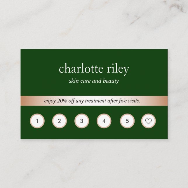 Visite Carte de fidélité client Green Rose Gold 6 Punch (Devant)