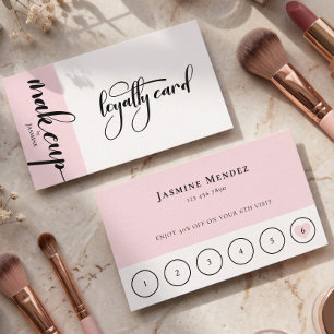 Visite Carte de fidélité client Maquillage Rose Pâle