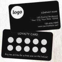 Carte de Fidélité Client Noir Texte et Logo Simple