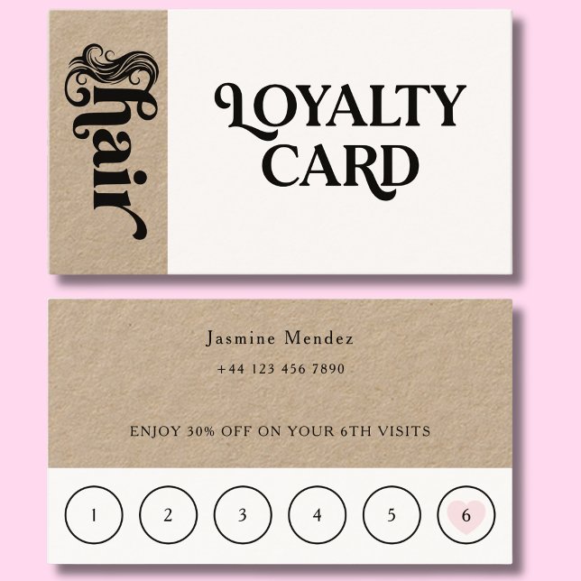 Visite Carte de fidélité client pour coiffeur Kraft Organ (Créateur téléchargé)