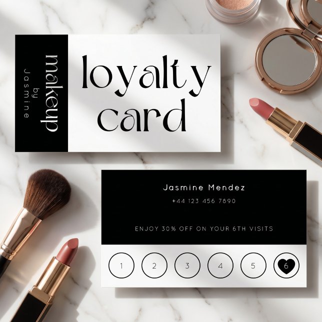 Visite Carte de fidélité client pour maquillage en noir e (Créateur téléchargé)