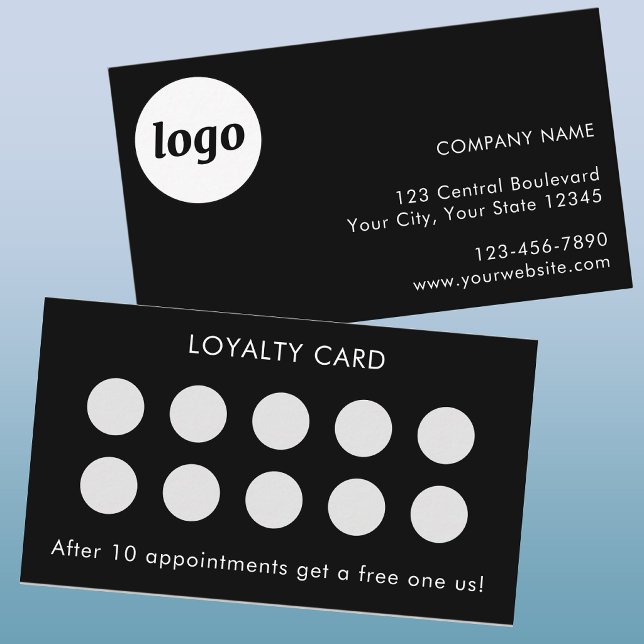 Visite Carte de fidélité client simple logo et texte noir (Créateur téléchargé)