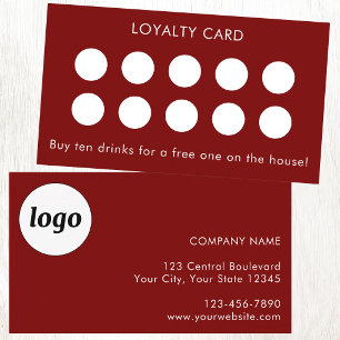 Visite Carte de fidélité client Simple Logo et Texte Roug