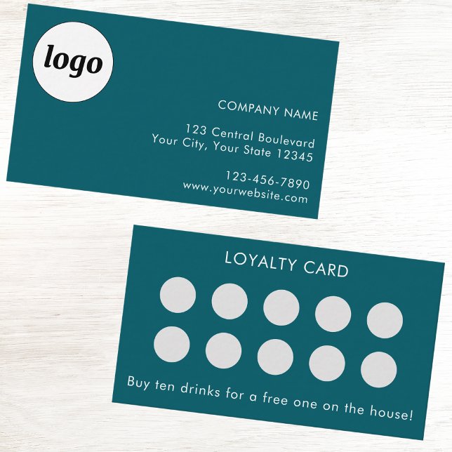 Visite Carte de fidélité client simple logo et texte sarc (Simple logo with custom text business branding promotional customer loyalty card)