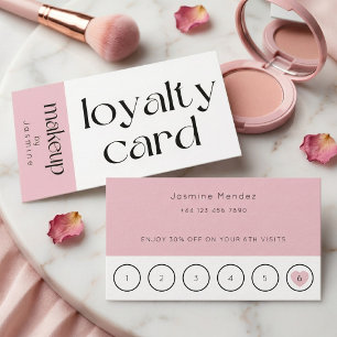 Visite Carte de fidélité cliente de maquillage rose poudr
