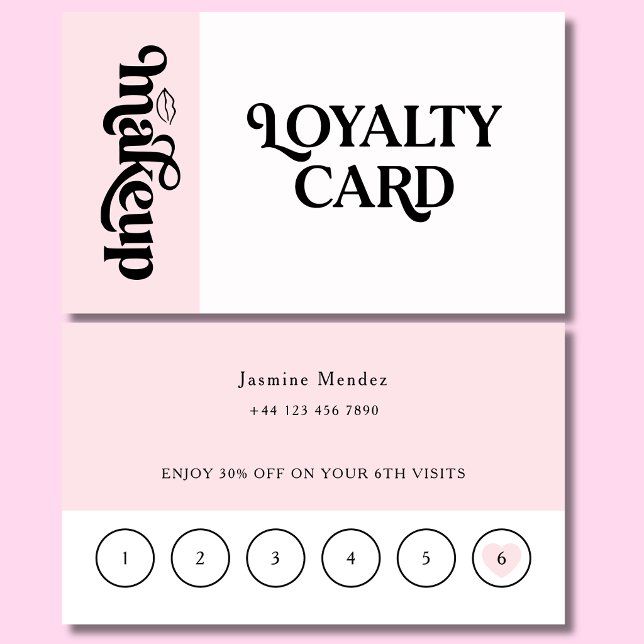 Visite Carte de fidélité cliente de maquillage rose tendr (Créateur téléchargé)