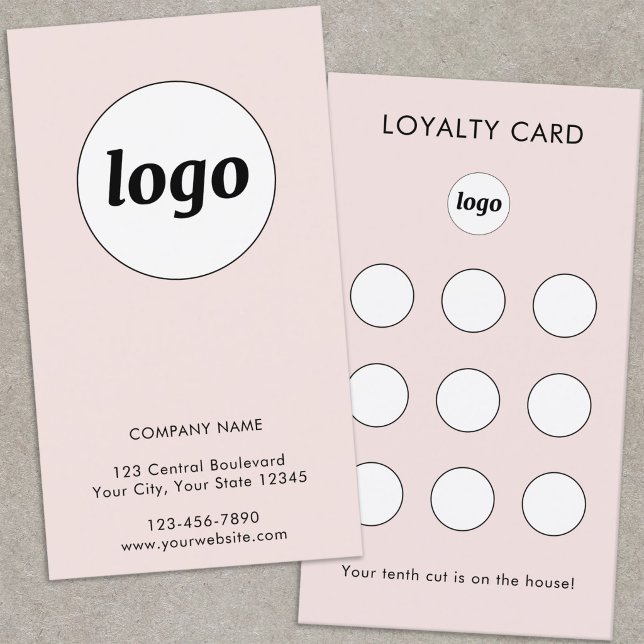 Visite Carte de fidélité commerciale avec logo texte simp (Simple logo with custom text business branding promotional customer loyalty card)
