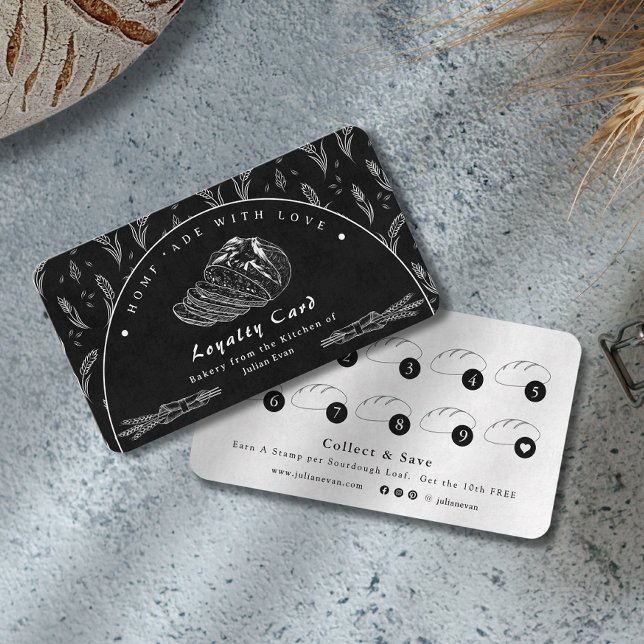 Visite Carte de Fidélité de Boulangerie Maison Noir Moder (Modern Black Homemade Bakery Loyalty Card)