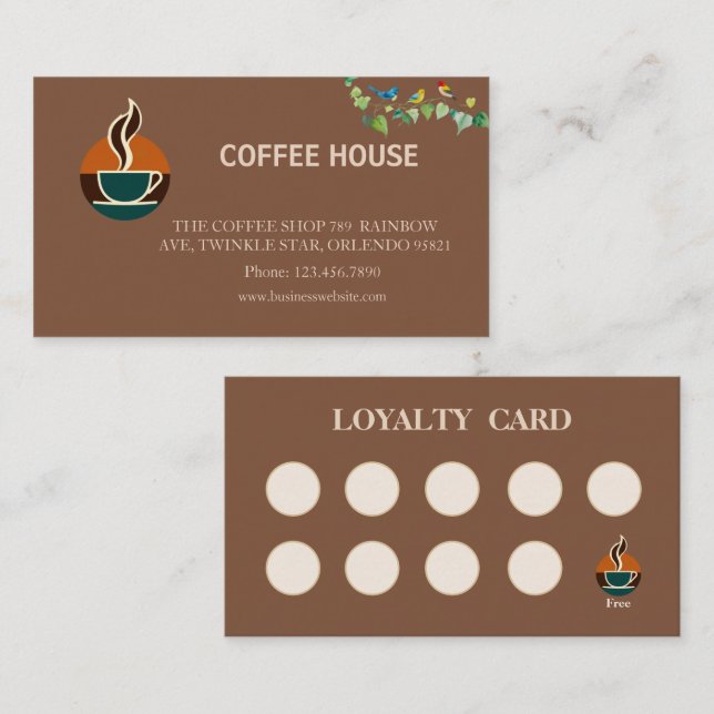Visite Carte de fidélité de café moderne simple (Devant / Derrière)