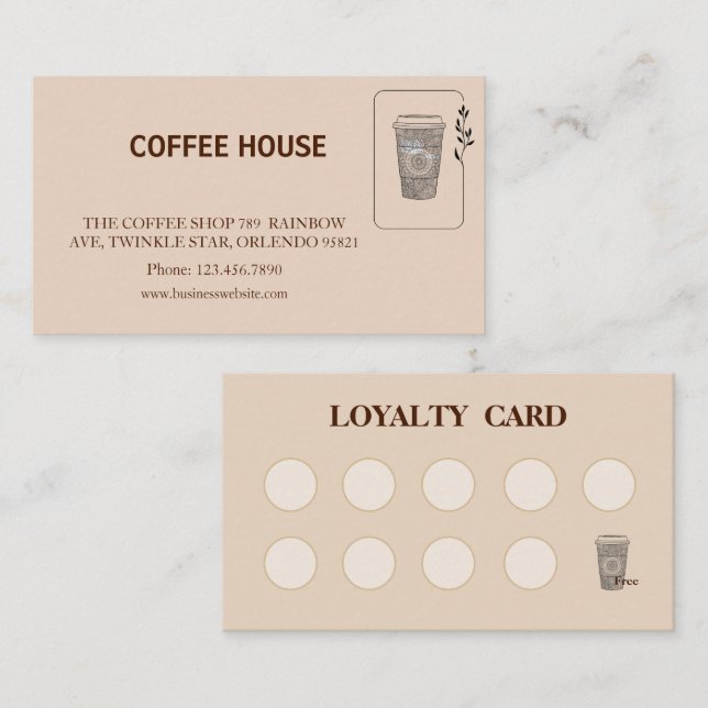Visite Carte de fidélité de café simple moderne (Devant / Derrière)