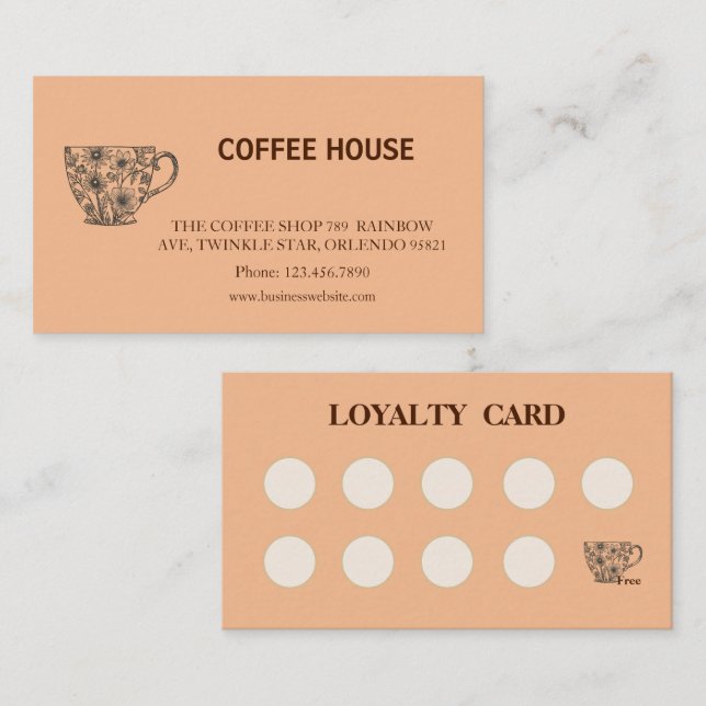 Visite Carte de fidélité de café simple moderne (Devant / Derrière)