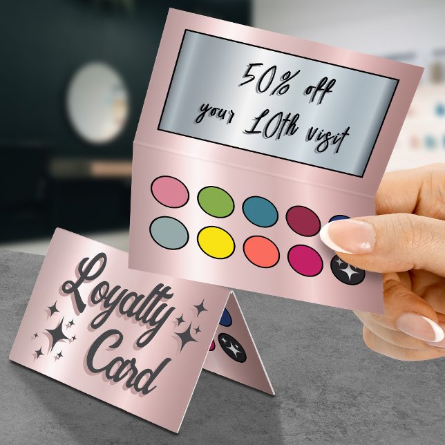 Visite Carte de fidélité de la palette d'or rose rétros (Créateur téléchargé)