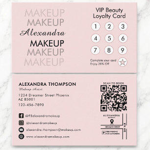 Visite Carte de fidélité de maquilleuse QR Rose Pâle Noir