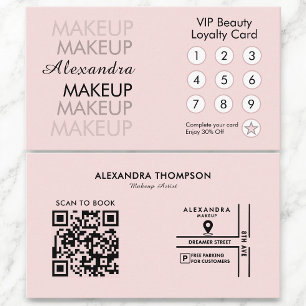 Visite Carte de fidélité de maquilleuse QR Rose Pâle Noir