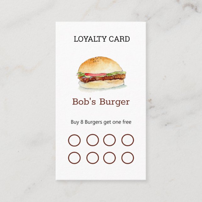 Visite Carte de fidélité de restaurant de burgers (Devant)
