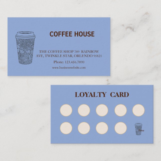 Visite Carte de fidélité de salon de café moderne simple (Devant / Derrière)