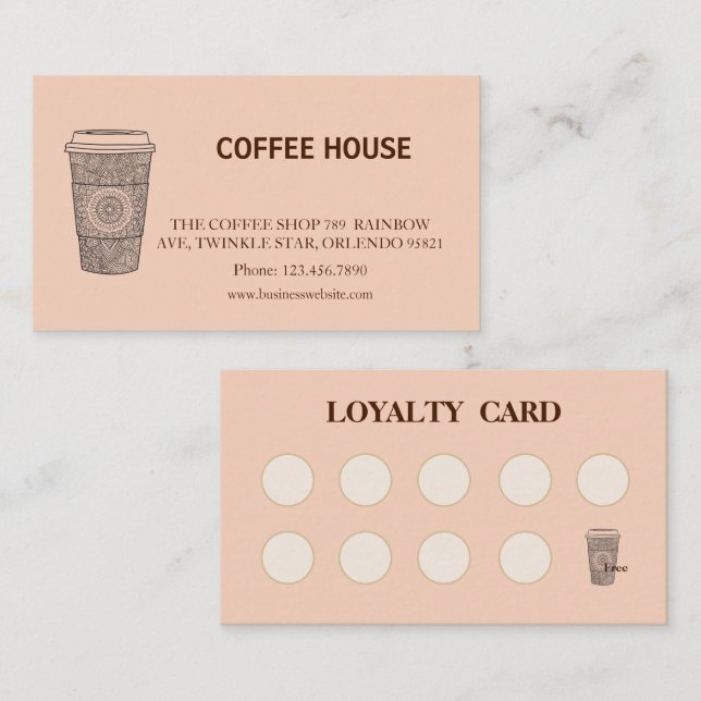 Visite Carte de fidélité de salon de café simple moderne (Devant / Derrière)