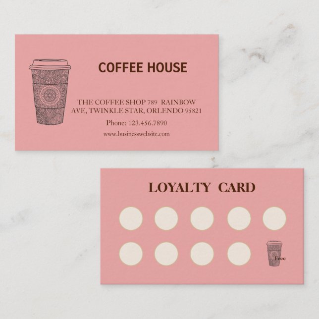 Visite Carte de fidélité de salon de café simple moderne (Devant / Derrière)