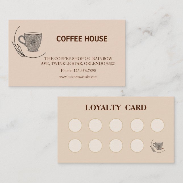 Visite Carte de fidélité de salon de café simple moderne (Devant / Derrière)