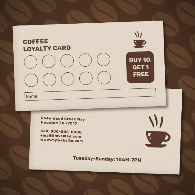 Visite Carte de Fidélité de Salon de Thé Moderne (Modern Coffee Shop Loyalty Card)
