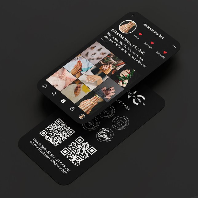 Visite Carte de fidélité de technicien en onglerie manucu (Nail Technician Manicurist Black IG Loyalty Card
)