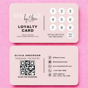 Visite Carte de Fidélité de Thérapie de Massage Rose avec