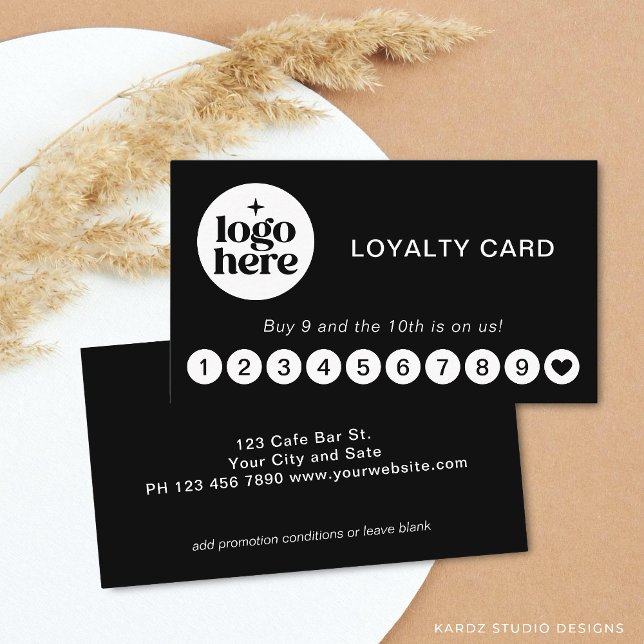 Visite Carte de Fidélité d'Entreprise avec Logo Simple Mo (Front and back of 3.5 x 2 inches. Choose size, corner and paper style.)