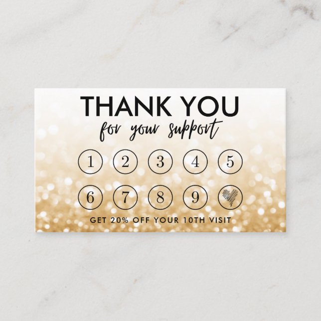 Visite Carte de fidélité du logo de maquillage d'or (Devant)