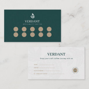 Visite Carte de Fidélité Élégante Vert Foncé pour Café Sp