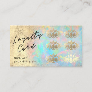 Visite carte de fidélité fausse feuille d'or lotus sur la