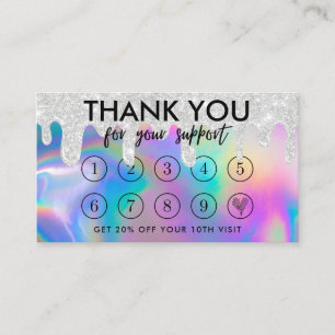 Visite Carte de fidélité Faux Holographic Makeup Drip